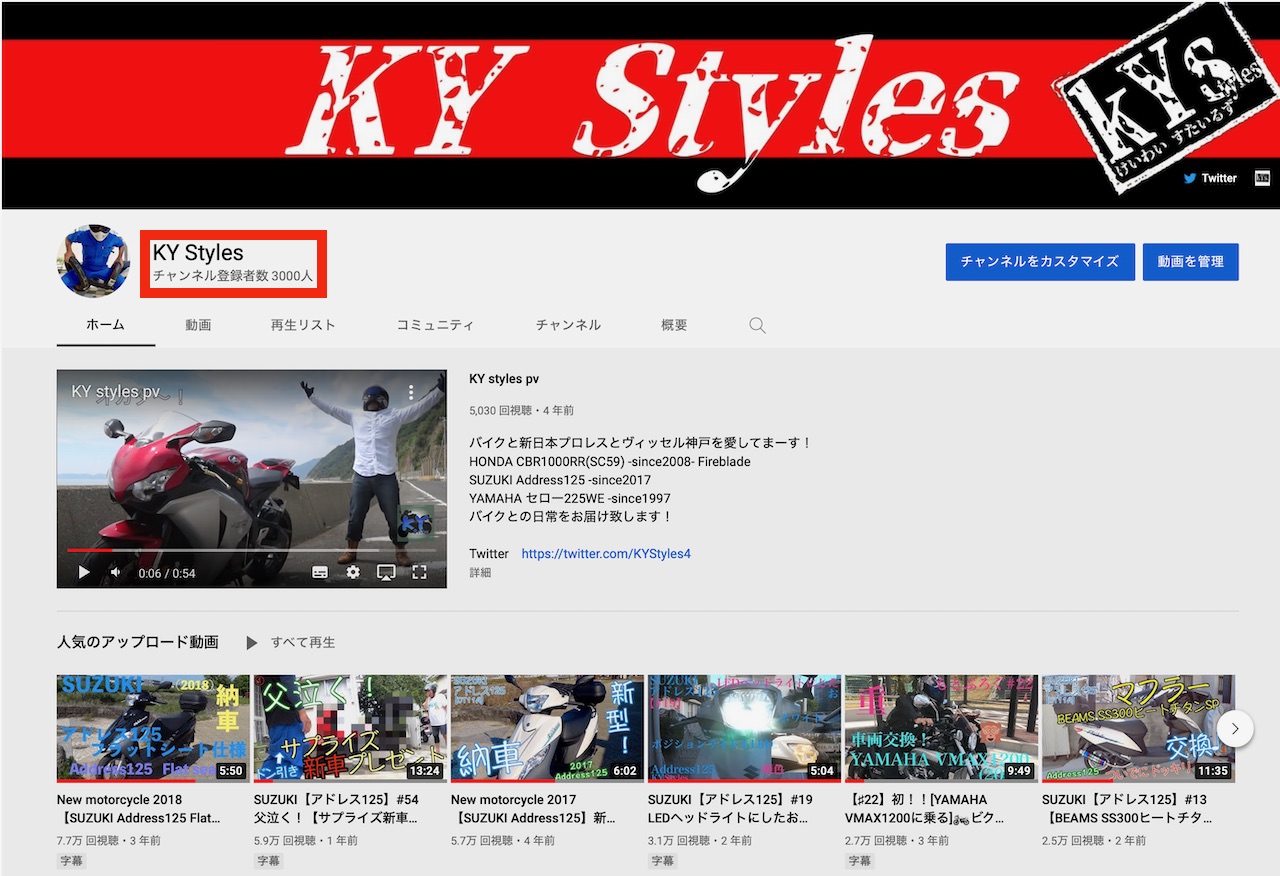 YouTube3000名